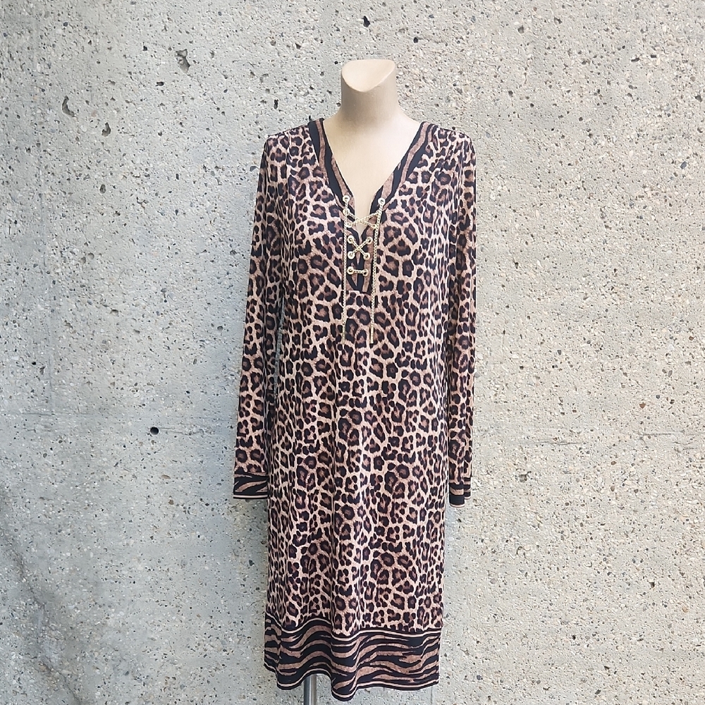 Michael Kors leopard print long sleeve dress